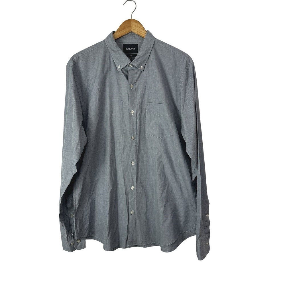 Bonobos Button Down Shirt Mens XL Gray Slim Fit Long Sleeve Casual Career Office